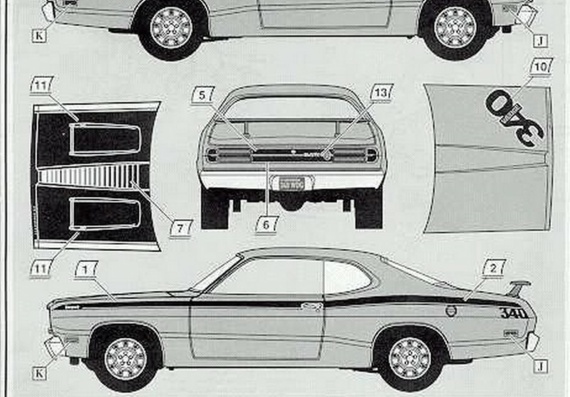 Plymouth Duster (1971) (Плимут Дастер (1971)) - чертежи (рисунки) автомобиля